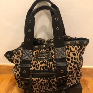 Vintage Betsey Johnson leopard print tote